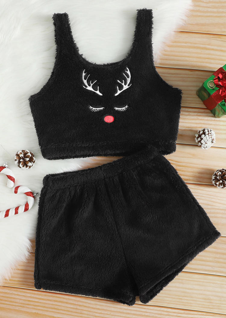 Sleepwear Christmas Reindeer Crop Tank And Shorts Flannel Pajamas Set in Black. Size: ,M,L,XL
Sleepwear Christmas Reindeer Crop Tank And Shorts Flannel Pajamas Set in Black. Size: ,M,L,XL