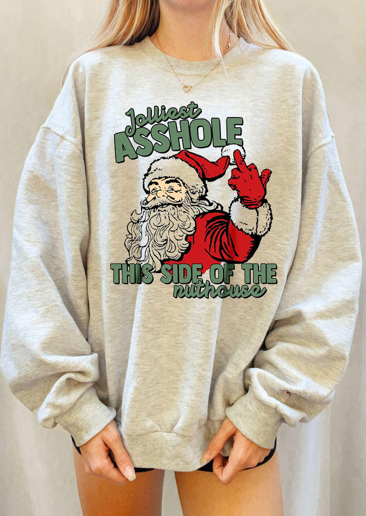 Sweatshirts Jolliest Asshole Santa Claus Sweatshirt in Light Grey. Size: ,M,L,XL
Sweatshirts Jolliest Asshole Santa Claus Sweatshirt in Light Grey. Size: ,M,L,XL
