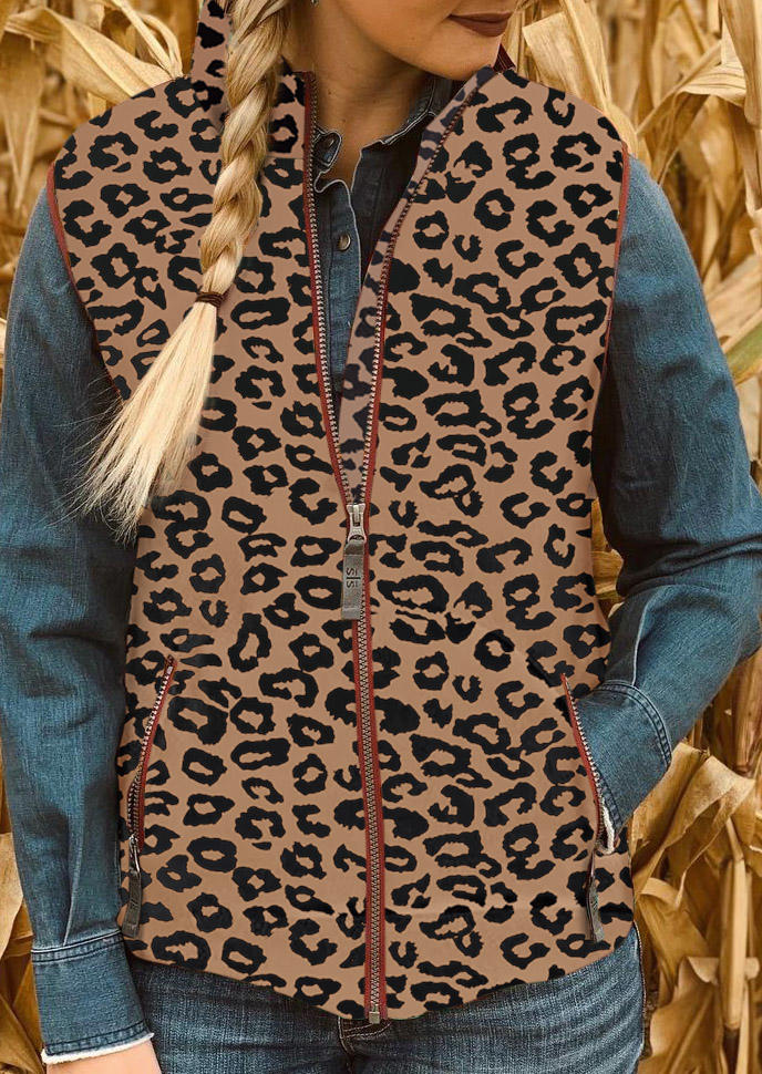 Coats Leopard Zipper Pocket Sleeveless Vest Coat in Leopard. Size: ,M,L,XL
Coats Leopard Zipper Pocket Sleeveless Vest Coat in Leopard. Size: ,M,L,XL