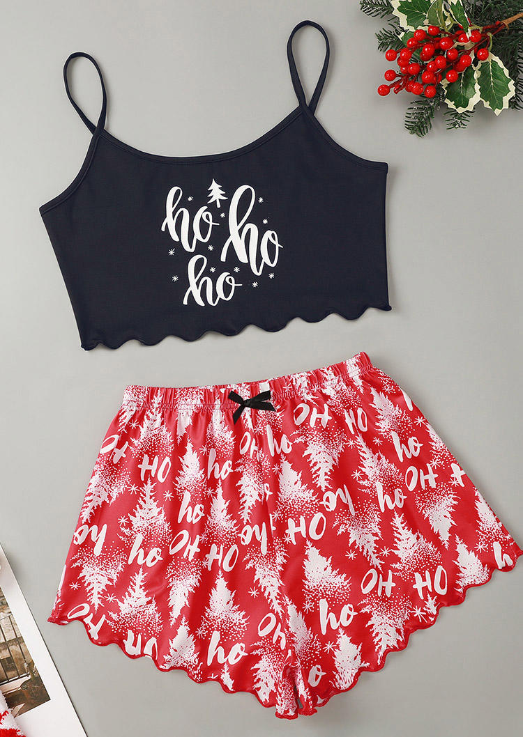 Sleepwear Christmas Tree Ho Ho Ho Crop Camisole Top And Shorts Pajamas Set in Red. Size: ,XL
Sleepwear Christmas Tree Ho Ho Ho Crop Camisole Top And Shorts Pajamas Set in Red. Size: ,XL