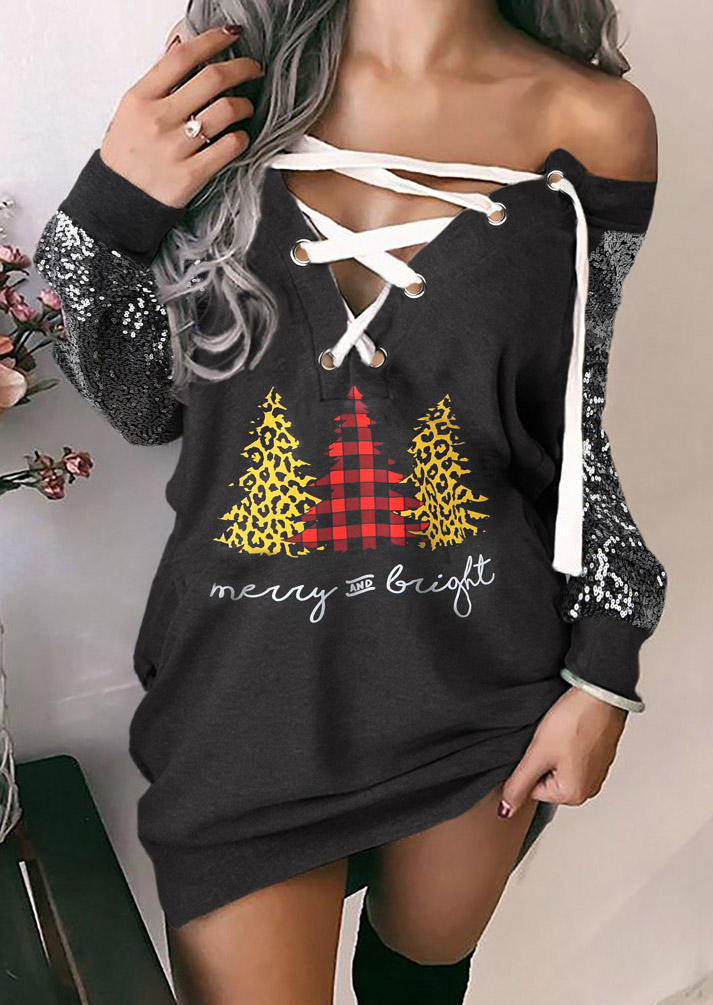 Mini Dresses Christmas Merry And Bright Lace Up Mini Dress in Gray. Size: ,M,L,XL
Mini Dresses Christmas Merry And Bright Lace Up Mini Dress in Gray. Size: ,M,L,XL
