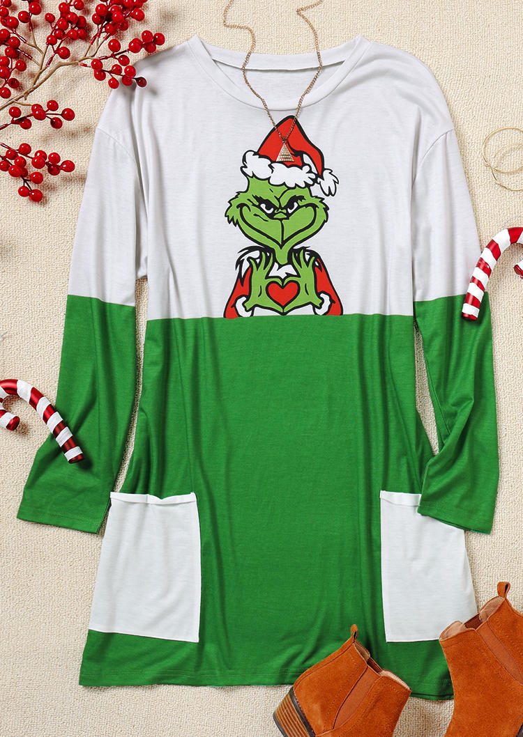Mini Dresses Christmas Hat Cartoon Color Block Pocket Mini Dress in Green. Size: ,M,L
Mini Dresses Christmas Hat Cartoon Color Block Pocket Mini Dress in Green. Size: ,M,L