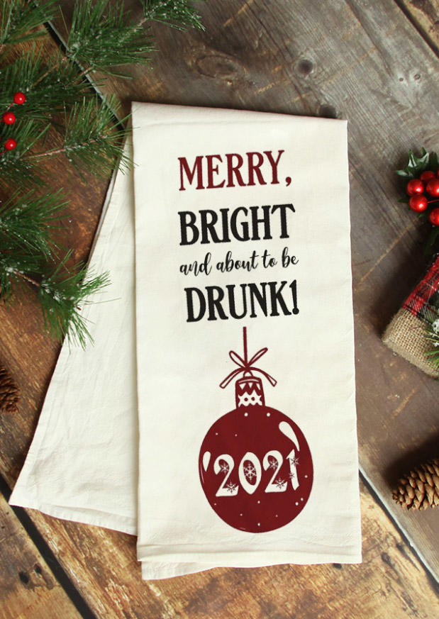 Christmas Decoration Merry Bright And Drunk Christmas 2021 Bauble Tea Towel in Beige. Size
Christmas Decoration Merry Bright And Drunk Christmas 2021 Bauble Tea Towel in Beige. Size