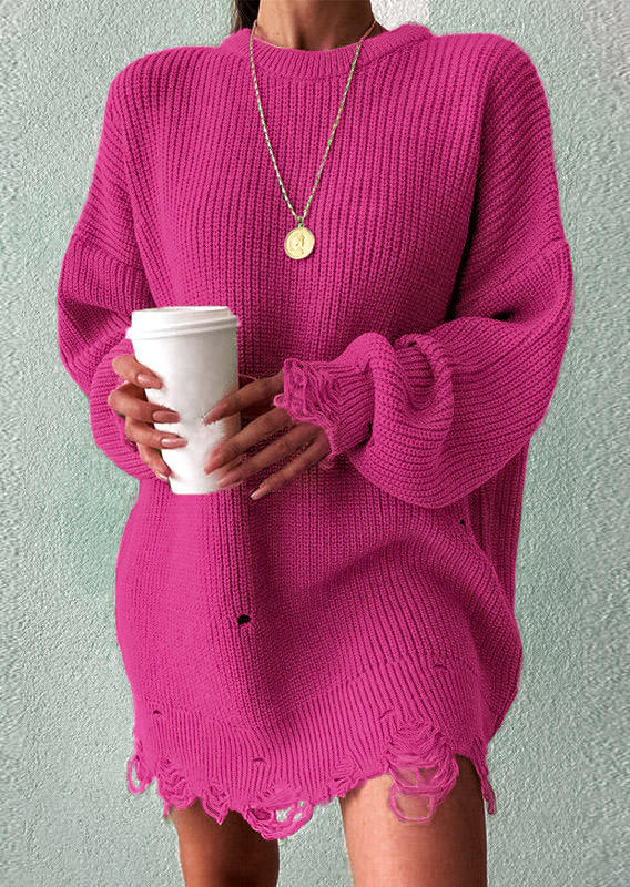 Mini Dresses Hole Drop-Shoulder Long Sleeve Sweater Mini Dress in Rose Red. Size: ,M,L,XL
Mini Dresses Hole Drop-Shoulder Long Sleeve Sweater Mini Dress in Rose Red. Size: ,M,L,XL