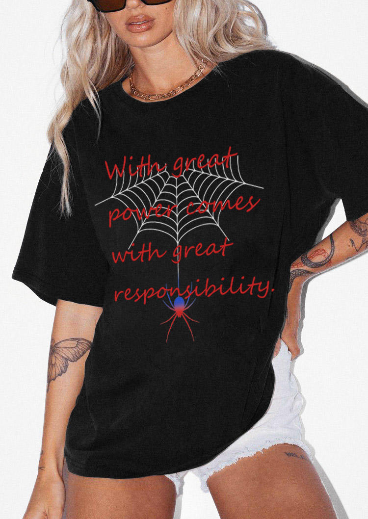T-shirts Tees With Great Power Comes Responsibility Spider T-Shirt Tee in Black. Size: ,M,L,XL
T-shirts Tees With Great Power Comes Responsibility Spider T-Shirt Tee in Black. Size: ,M,L,XL
