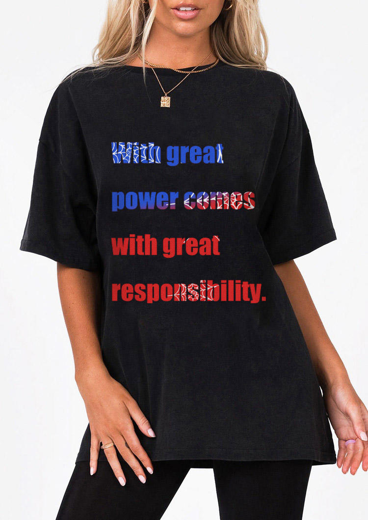 T-shirts Tees With Great Power Comes Responsibility Spider T-Shirt Tee in Black. Size: ,M,L,XL
T-shirts Tees With Great Power Comes Responsibility Spider T-Shirt Tee in Black. Size: ,M,L,XL