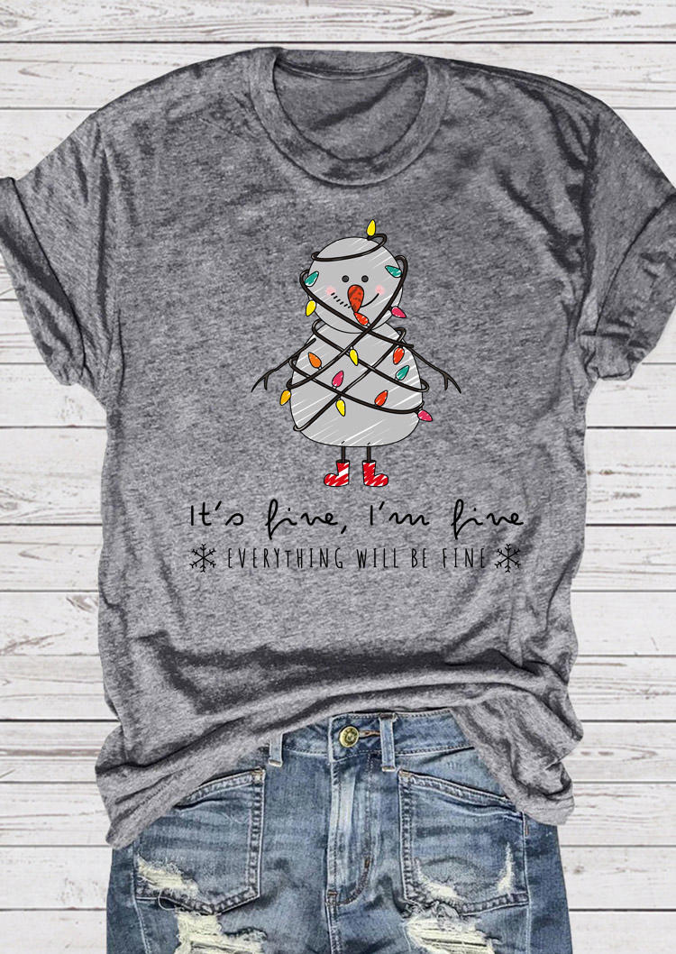T-shirts Tees It's Fine I' Fine Everything Will Be Fine Snowman T-Shirt Tee in Light Grey. Size
T-shirts Tees It's Fine I' Fine Everything Will Be Fine Snowman T-Shirt Tee in Light Grey. Size