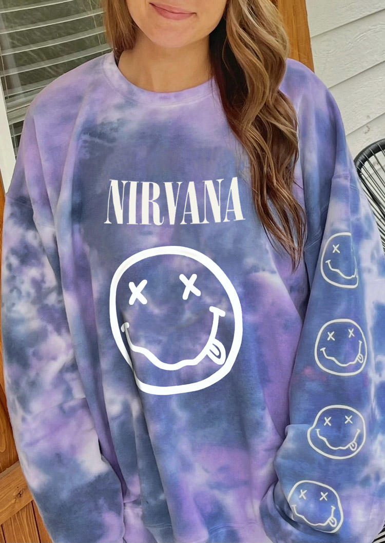 Sweatshirts Tie Dye Nirvana Smiley Face Pullover Sweatshirt in Light Purple. Size: ,M,L,XL
Sweatshirts Tie Dye Nirvana Smiley Face Pullover Sweatshirt in Light Purple. Size: ,M,L,XL