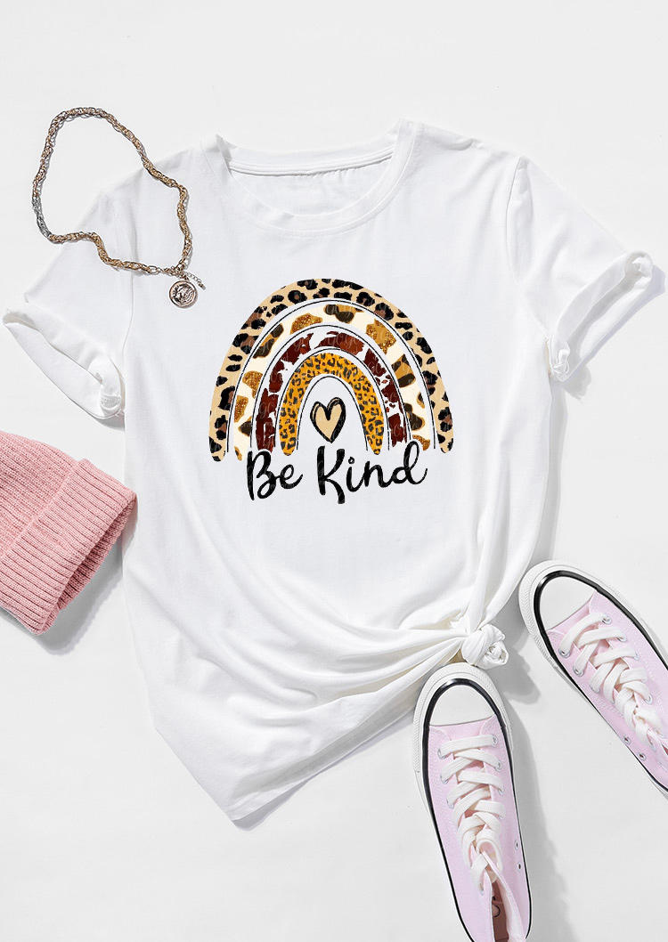T-shirts Tees Valentine Leopard Rainbow Heart Be Kind T-Shirt Tee in White. Size: ,M,L,XL
T-shirts Tees Valentine Leopard Rainbow Heart Be Kind T-Shirt Tee in White. Size: ,M,L,XL
