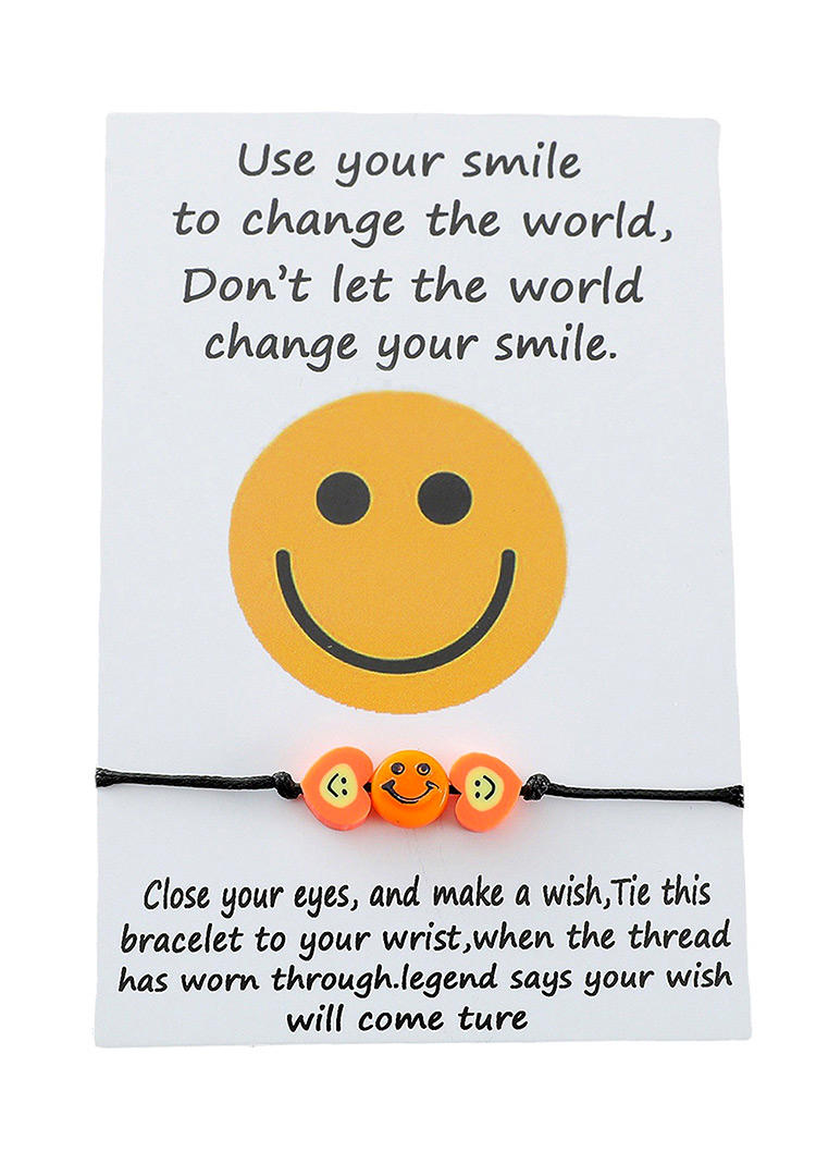 Bracelet Smiley Heart Woven Bracelet in Orange. Size 
Bracelet Smiley Heart Woven Bracelet in Orange. Size