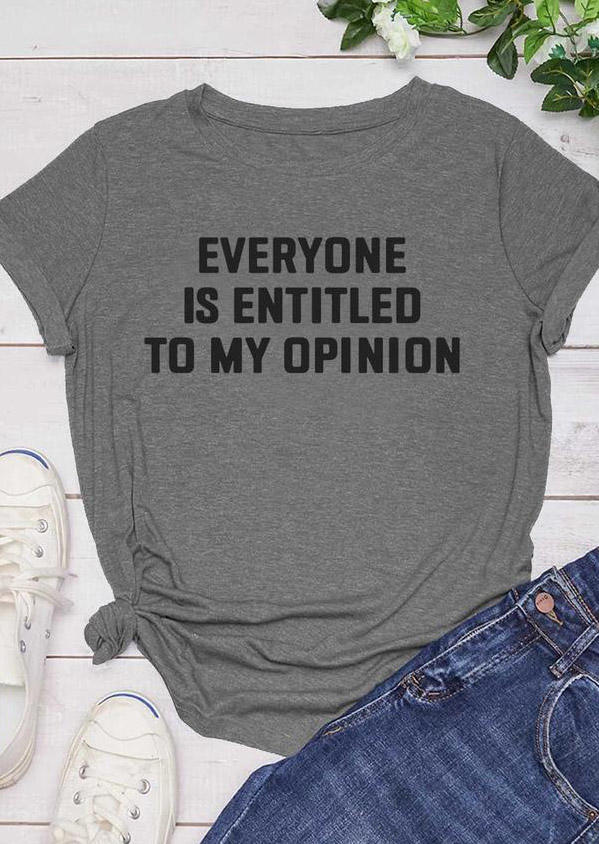 T-shirts Tees Everyone Is Entitled To My Opinion T-Shirt Tee in Gray. Size: ,M,L,XL
T-shirts Tees Everyone Is Entitled To My Opinion T-Shirt Tee in Gray. Size: ,M,L,XL