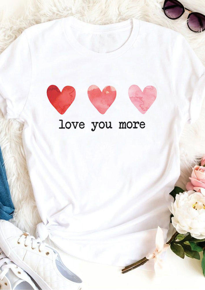 T-shirts Tees Valentine Love You More T-Shirt Tee in White. Size: ,M,L,XL 
T-shirts Tees Valentine Love You More T-Shirt Tee in White. Size: ,M,L,XL
