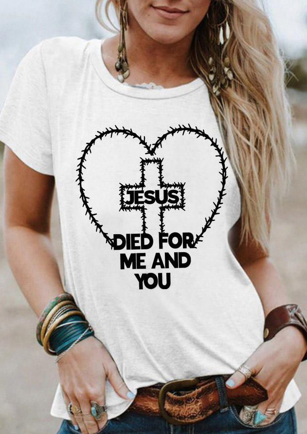 T-shirts Tees Jesus Died For Me And You Heart Cross T-Shirt Tee in White. Size: ,M,L,XL
T-shirts Tees Jesus Died For Me And You Heart Cross T-Shirt Tee in White. Size: ,M,L,XL