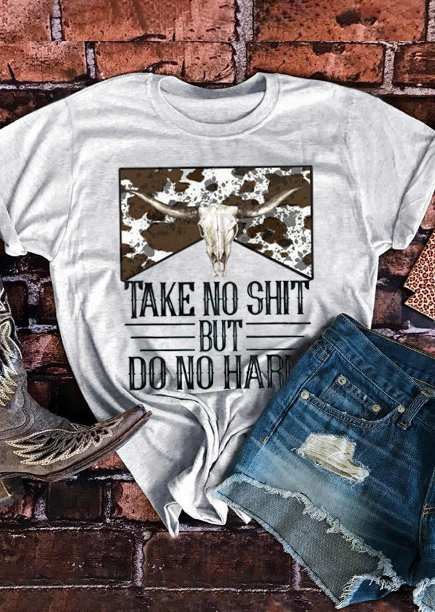 T-shirts Tees Take No Sh!t But Do No Harm Steer Skull T-Shirt Tee in Light Grey. Size
T-shirts Tees Take No Sh!t But Do No Harm Steer Skull T-Shirt Tee in Light Grey. Size