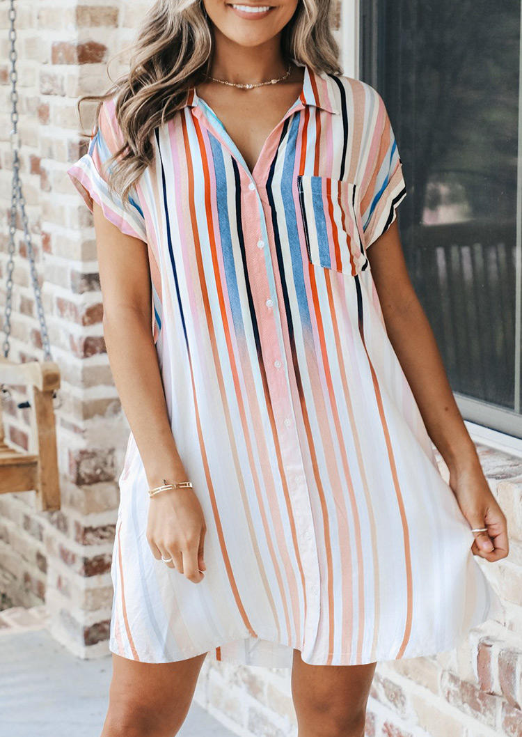 Mini Dresses Gradient Vertical Striped Pocket Shirt Mini Dress in Multicolor. Size: ,M,L,XL
Mini Dresses Gradient Vertical Striped Pocket Shirt Mini Dress in Multicolor. Size: ,M,L,XL