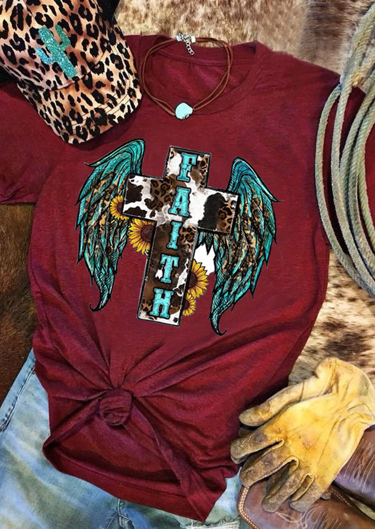T-shirts Tees Faith Leopard Cross Wing Sunflower T-Shirt Tee in Burgundy. Size: ,M,L,XL
T-shirts Tees Faith Leopard Cross Wing Sunflower T-Shirt Tee in Burgundy. Size: ,M,L,XL