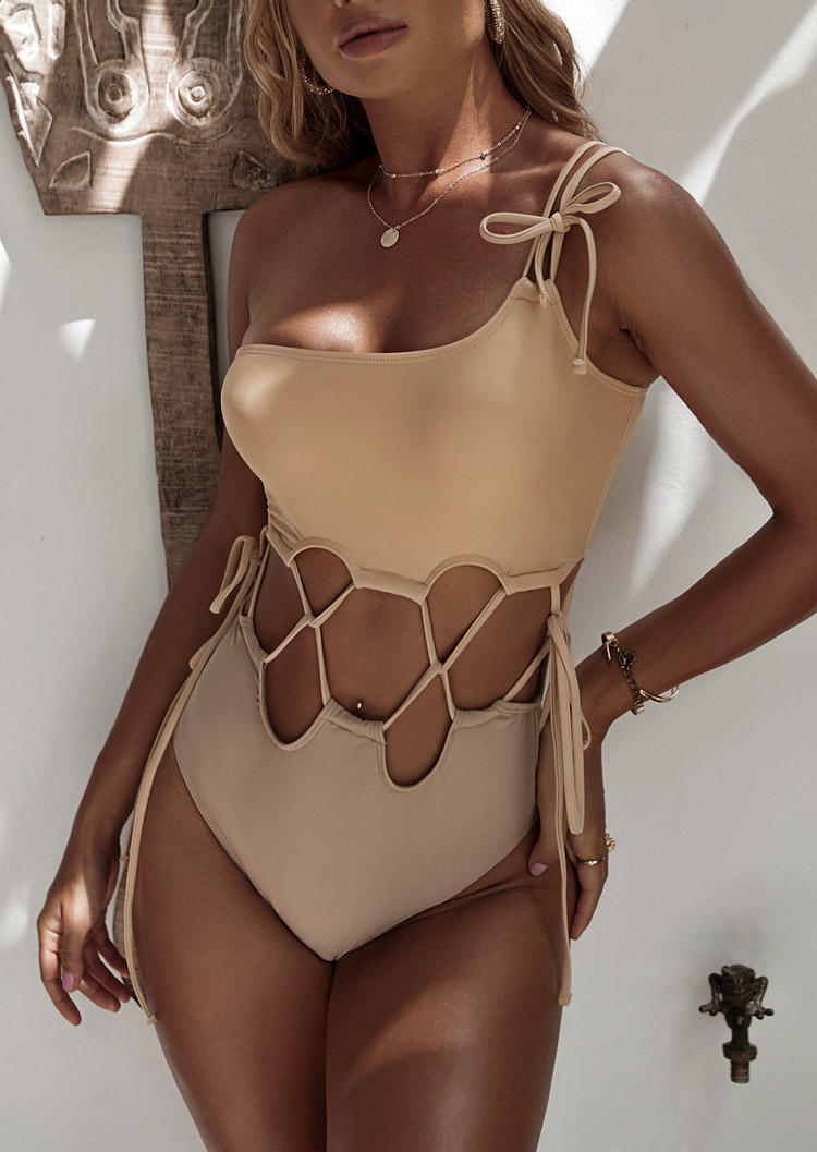 One-Pieces Swimsuit Hollow Out Tie Drawstring One-Piece Bathing Suit Swimwear in Khaki. Size
One-Pieces Swimsuit Hollow Out Tie Drawstring One-Piece Bathing Suit Swimwear in Khaki. Size
