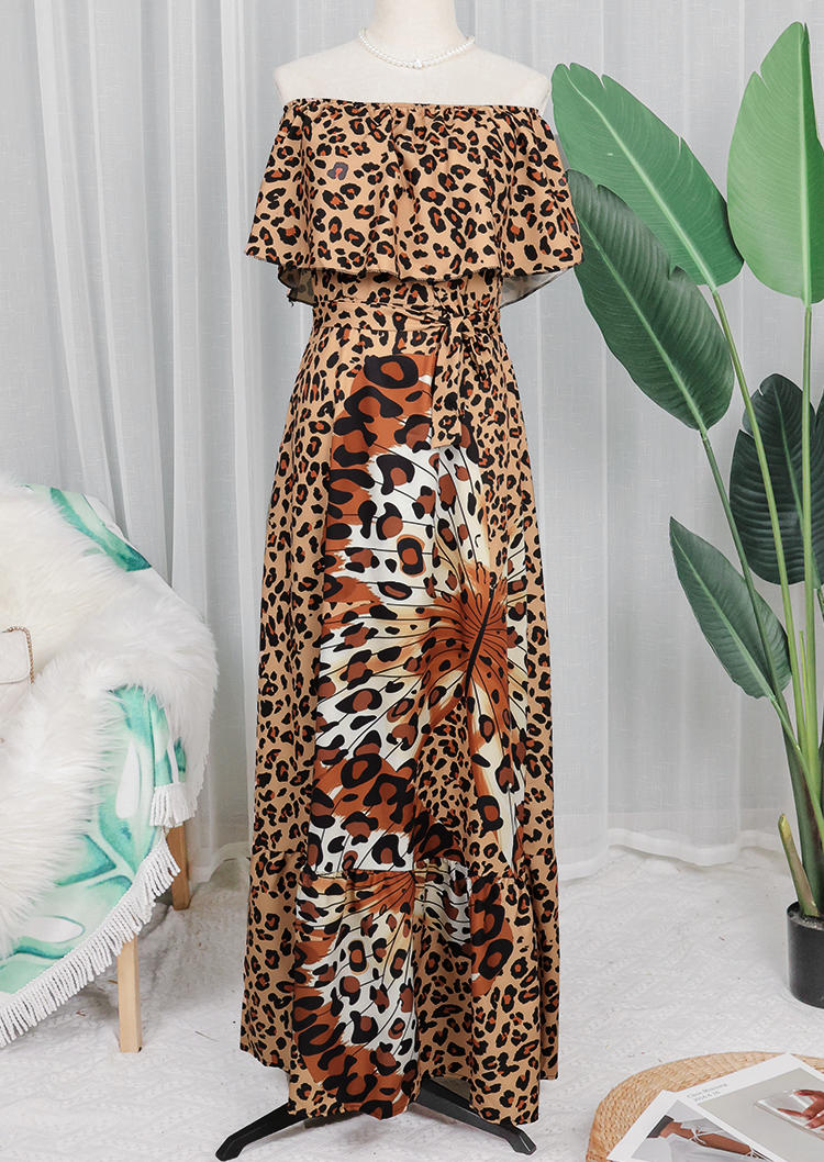 Maxi Dresses Leopard Butterfly Ruffled Off Shoulder Maxi Dress in Leopard. Size
Maxi Dresses Leopard Butterfly Ruffled Off Shoulder Maxi Dress in Leopard. Size