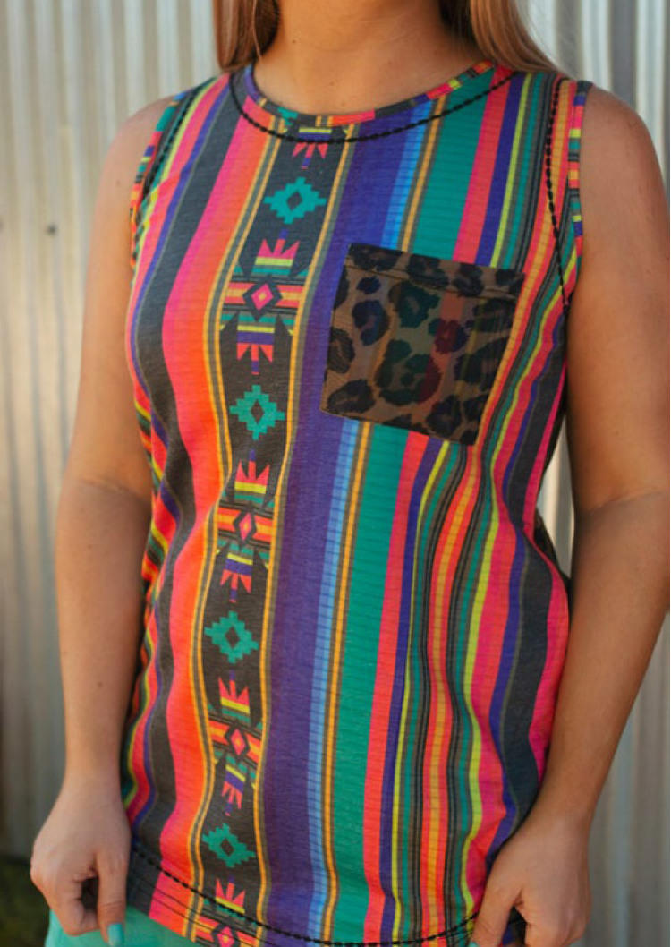 Tank Tops Aztec Geometric Vertical Striped Leopard Pocket Tank Top in Multicolor. Size
Tank Tops Aztec Geometric Vertical Striped Leopard Pocket Tank Top in Multicolor. Size