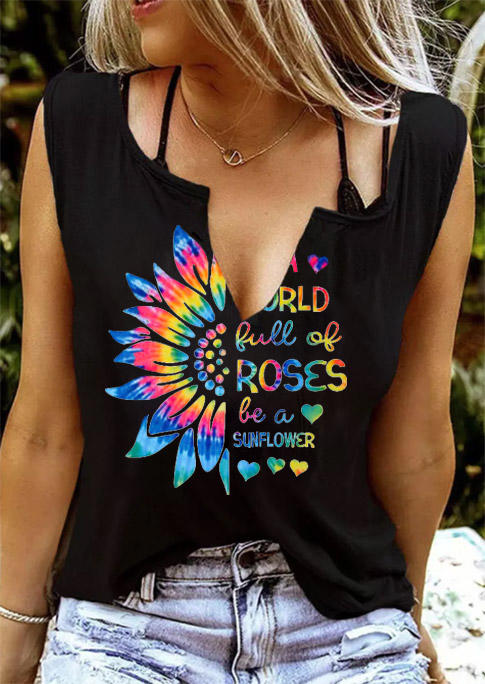 Tank Tops In A World Full Of Roses Be A Sunflower Tank Top in Black. Size: ,M,L,XL
Tank Tops In A World Full Of Roses Be A Sunflower Tank Top in Black. Size: ,M,L,XL