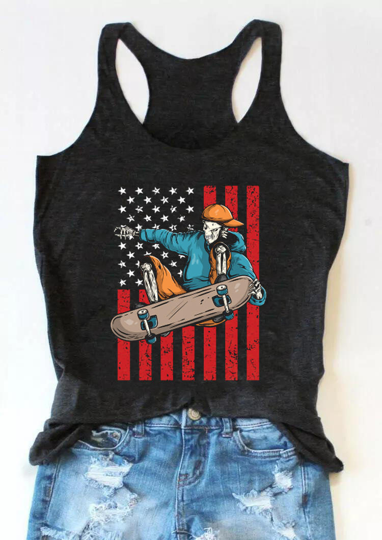 Tank Tops American Flag Skateboard Racerback Tank Top in Dark Grey. Size: ,M,L,XL
Tank Tops American Flag Skateboard Racerback Tank Top in Dark Grey. Size: ,M,L,XL