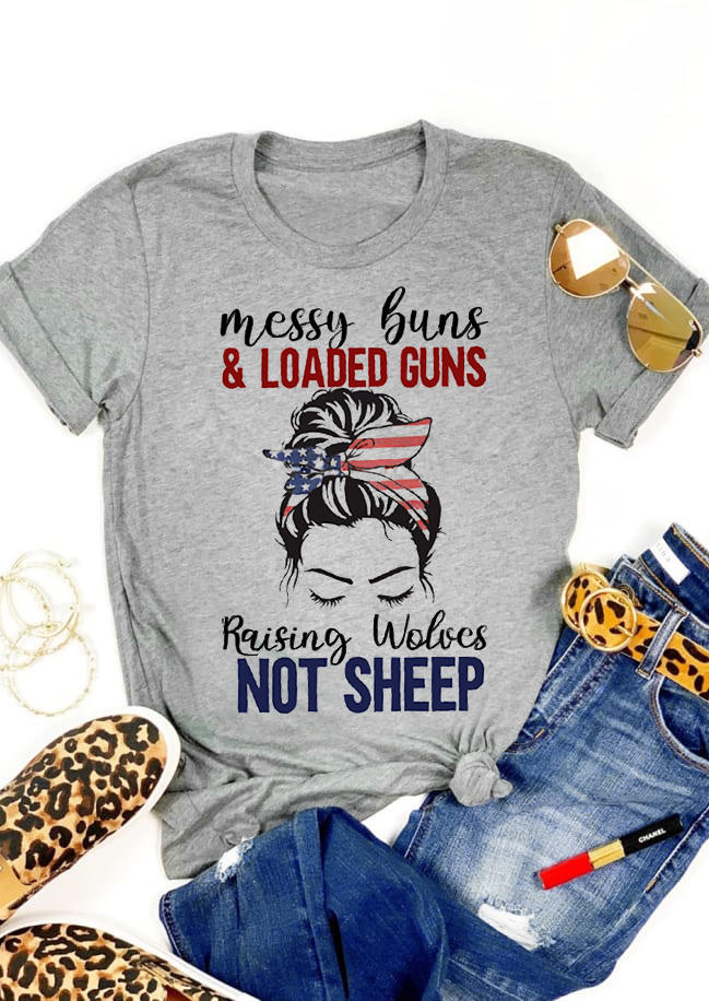 T-shirts Tees Messy Buns & Loaded Guns Raising Wolves Not Sheep T-Shirt Tee in Gray. Size
T-shirts Tees Messy Buns & Loaded Guns Raising Wolves Not Sheep T-Shirt Tee in Gray. Size