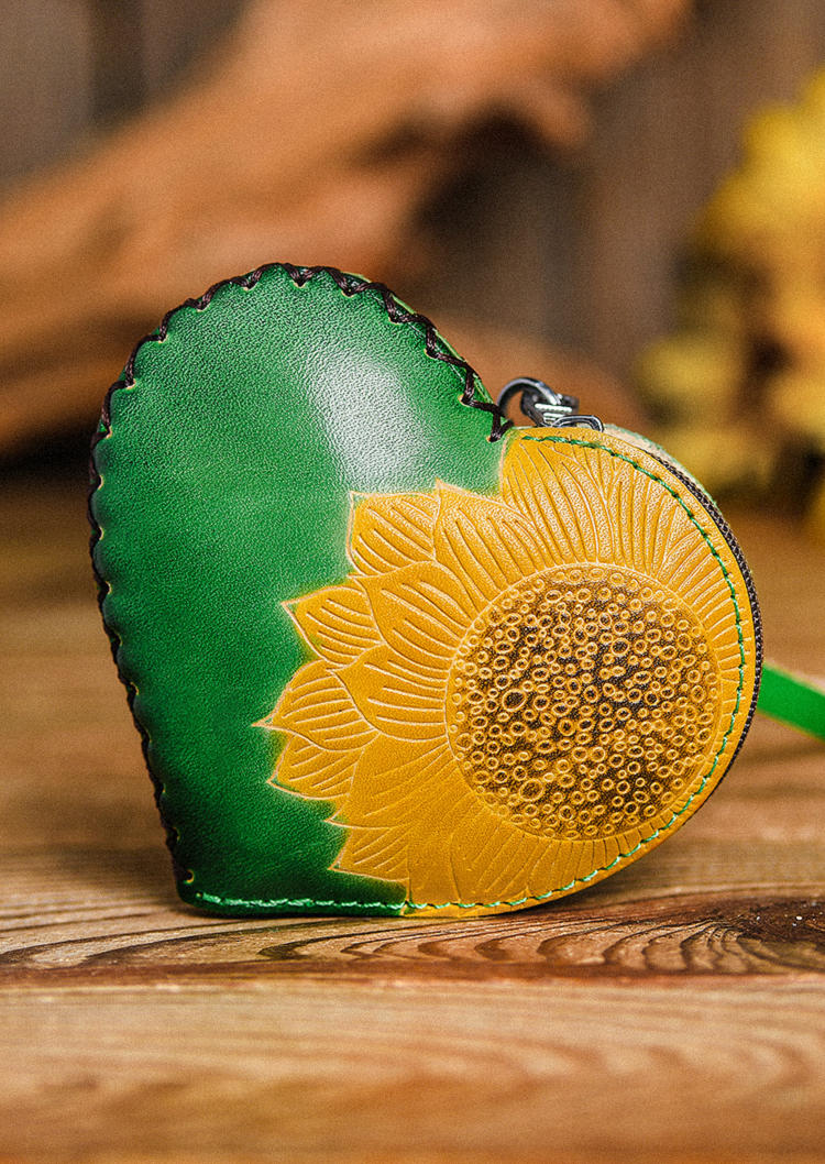 Purse & Wallet Sunflower Heart Shape Zipper Leather Coin Purse in Green. Size
Purse & Wallet Sunflower Heart Shape Zipper Leather Coin Purse in Green. Size