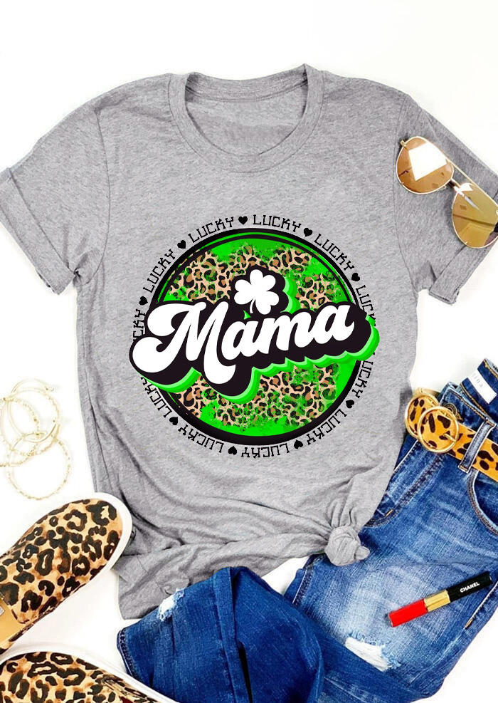 T-shirts Tees St. Patrick' Day Lucky Shamrock Leopard Mama T-Shirt Tee in Gray. Size: ,M,L,XL
T-shirts Tees St. Patrick' Day Lucky Shamrock Leopard Mama T-Shirt Tee in Gray. Size: ,M,L,XL