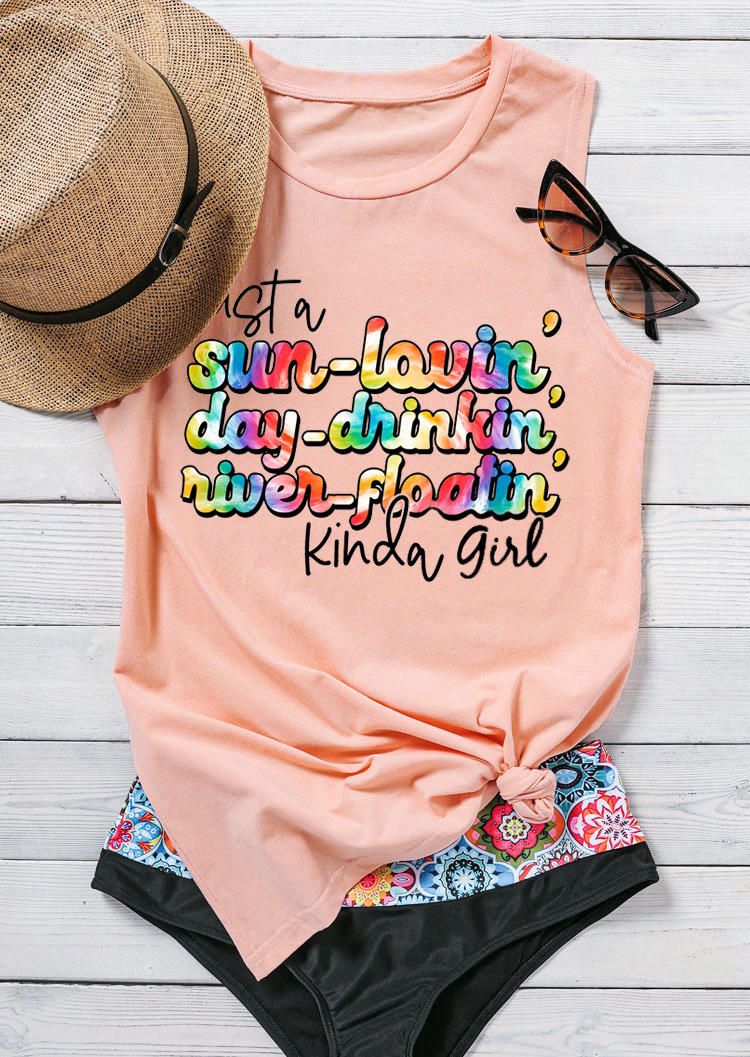 Tank Tops Just A Sun-Lovin' Day-Drinkin' River-Floatin' Kinda Girl Tank Top in Pink. Size: ,M,L,XL
Tank Tops Just A Sun-Lovin' Day-Drinkin' River-Floatin' Kinda Girl Tank Top in Pink. Size: ,M,L,XL