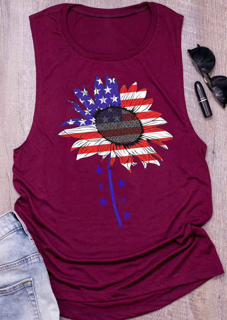 Tank Tops American Flag Sunflower Star Striped Tank Top in Burgundy. Size: ,M,L,XL
Tank Tops American Flag Sunflower Star Striped Tank Top in Burgundy. Size: ,M,L,XL