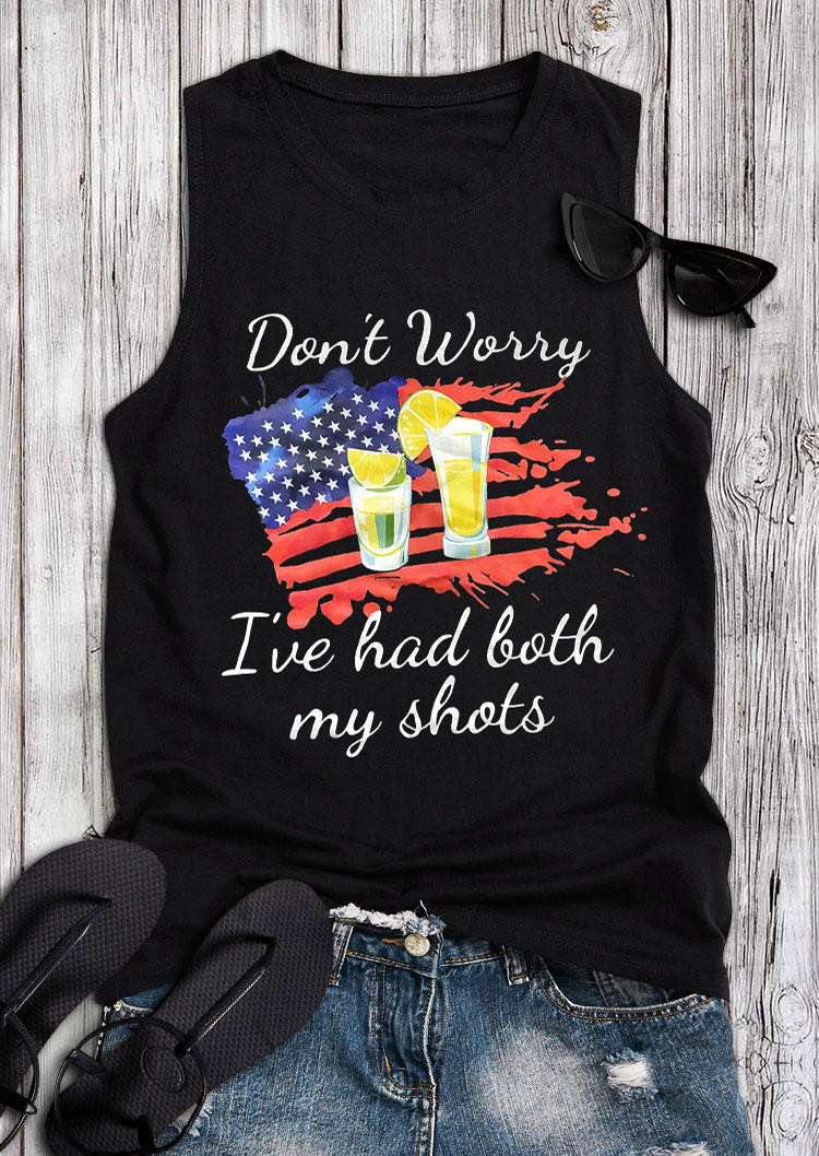 Tank Tops Don't Worry I've Had Both My Shots American Flag Drink Tank Top in Black. Size
Tank Tops Don't Worry I've Had Both My Shots American Flag Drink Tank Top in Black. Size