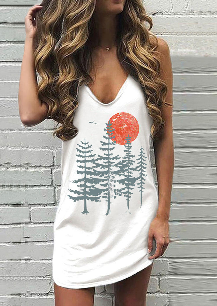 Mini Dresses Evergreen Trees And Sun Screenprint Sleeveless Mini Dress in White. Size
Mini Dresses Evergreen Trees And Sun Screenprint Sleeveless Mini Dress in White. Size