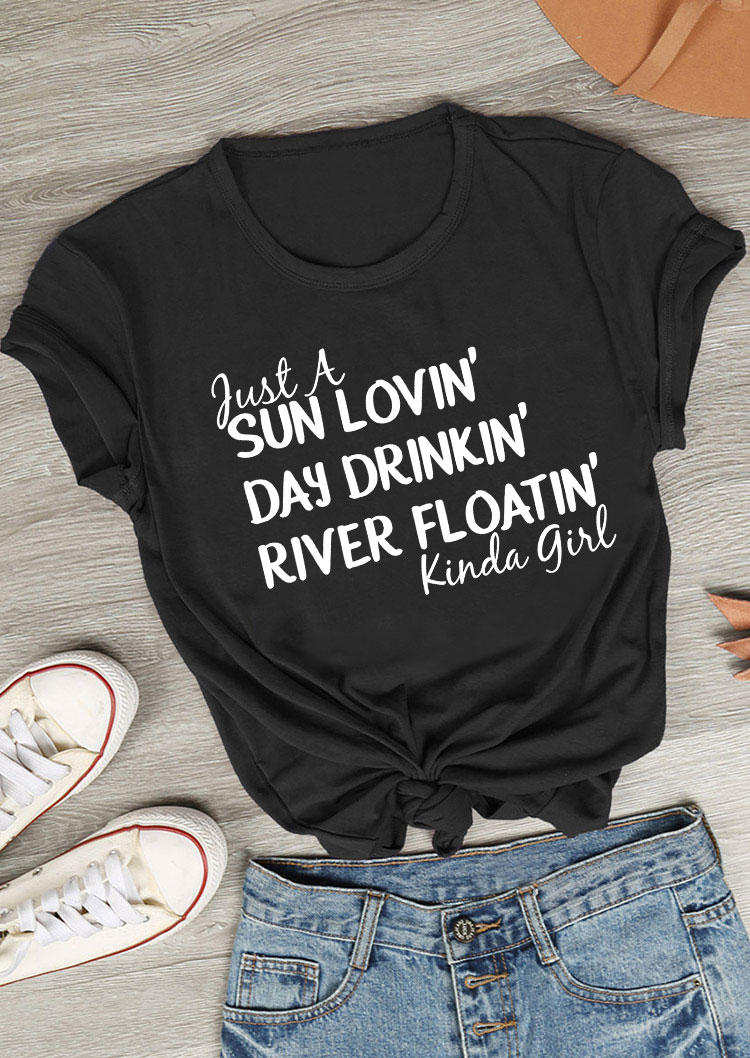 T-shirts Tees Just A Sun Lovin' Day Drinkin' River Floatin' Kinda Girl T-Shirt Tee in Black. Size: ,L
T-shirts Tees Just A Sun Lovin' Day Drinkin' River Floatin' Kinda Girl T-Shirt Tee in Black. Size: ,L