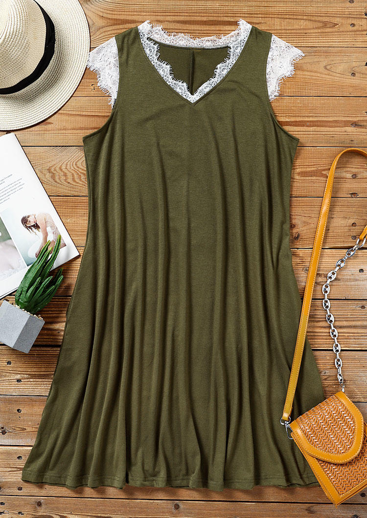 Mini Dresses Lace Splicing Pocket V-Neck Mini Dress - Army Green in Green. Size
Mini Dresses Lace Splicing Pocket V-Neck Mini Dress - Army Green in Green. Size