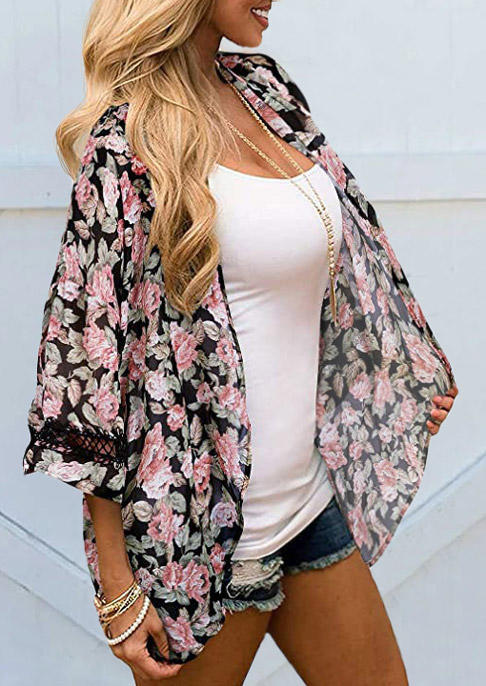 Cardigans Floral Lace Splicing Three Quarter Sleeve Open Front Cardigan in Multicolor. Size
Cardigans Floral Lace Splicing Three Quarter Sleeve Open Front Cardigan in Multicolor. Size