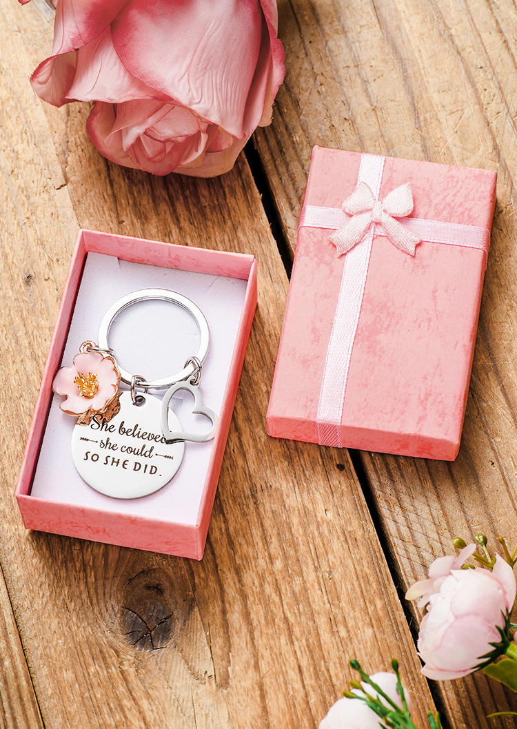 Keychains She Believed She Could So She Did Floral Heart Keychain with Box in Silver. Size
Keychains She Believed She Could So She Did Floral Heart Keychain with Box in Silver. Size