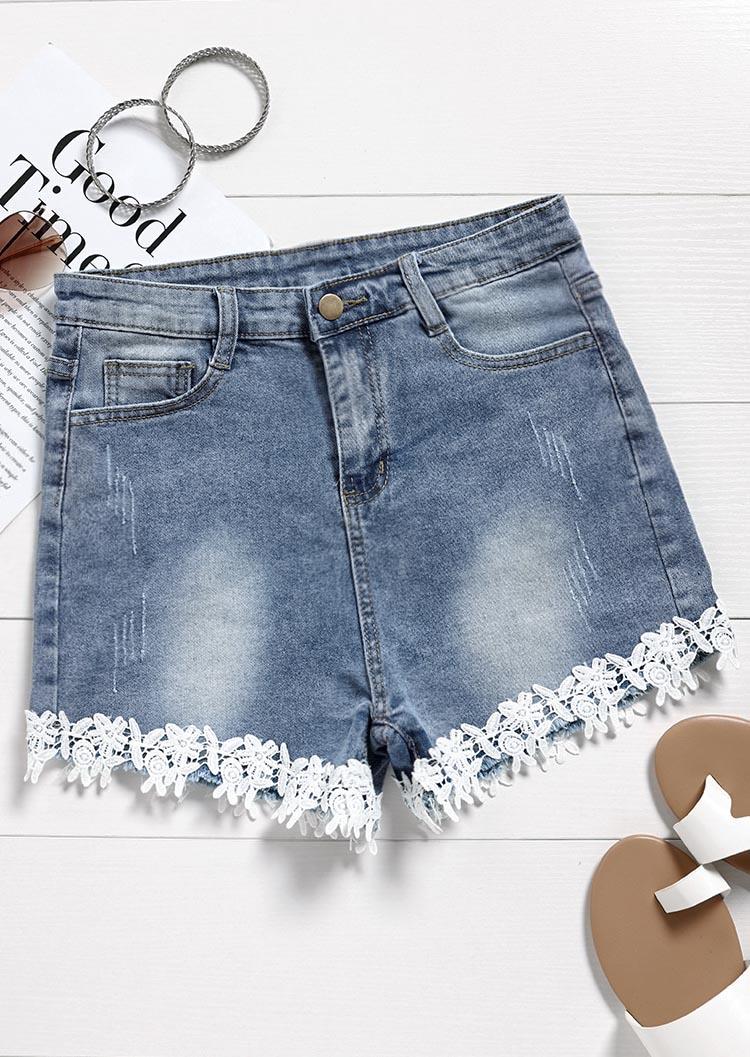 Shorts Lace Splicing Pocket Denim Shorts without Belt - Light Blue in Blue. Size
Shorts Lace Splicing Pocket Denim Shorts without Belt - Light Blue in Blue. Size