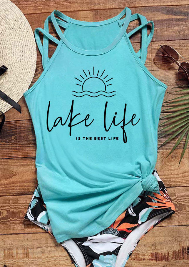 Tank Tops Lake Life Is The Best Life Sun Criss-Cross Tank Top - Cyan in Blue. Size
Tank Tops Lake Life Is The Best Life Sun Criss-Cross Tank Top - Cyan in Blue. Size