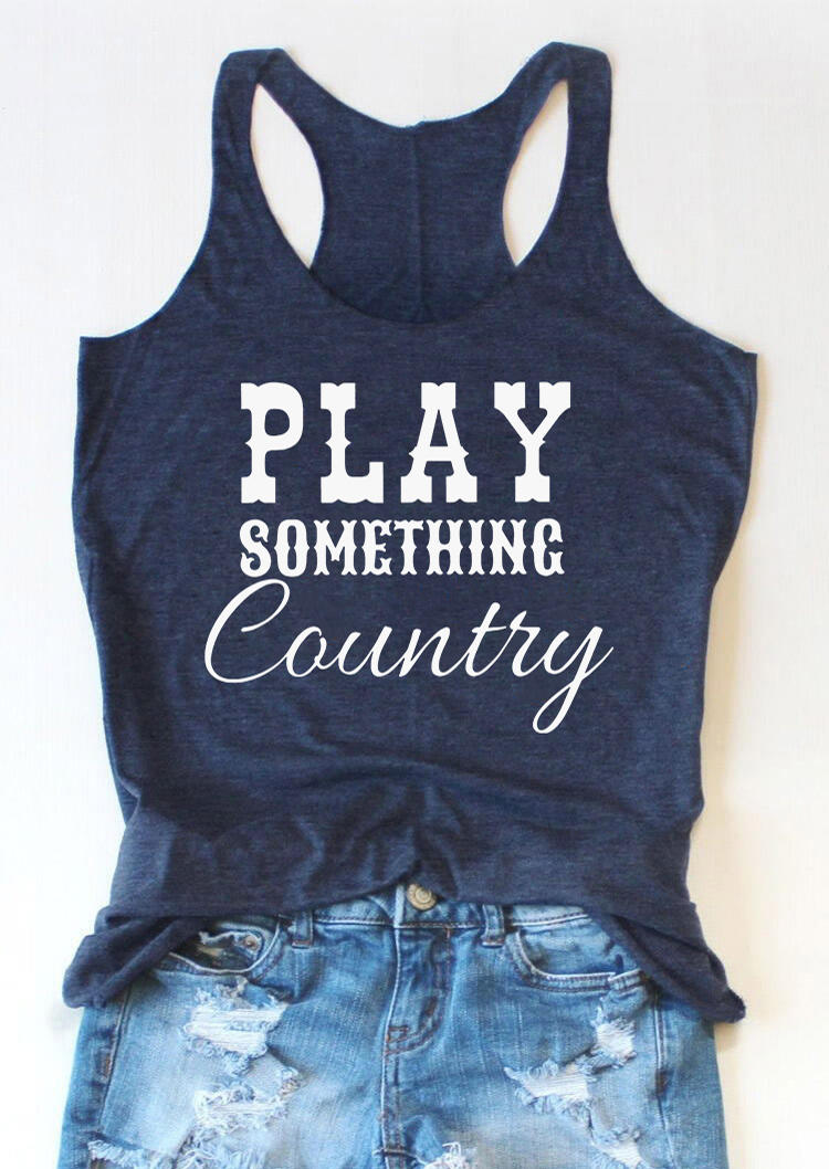 Tank Tops Play Something Country O-Neck Racerback Tank Top in Navy Blue. Size: ,M,L,XL
Tank Tops Play Something Country O-Neck Racerback Tank Top in Navy Blue. Size: ,M,L,XL