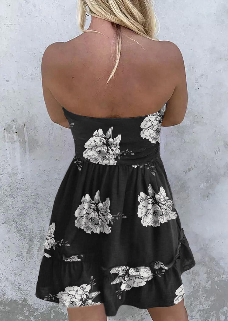 Mini Dresses Floral Ruffled Pocket Strapless Bandeau Mini Dress in Black. Size: ,M,L,XL
Mini Dresses Floral Ruffled Pocket Strapless Bandeau Mini Dress in Black. Size: ,M,L,XL