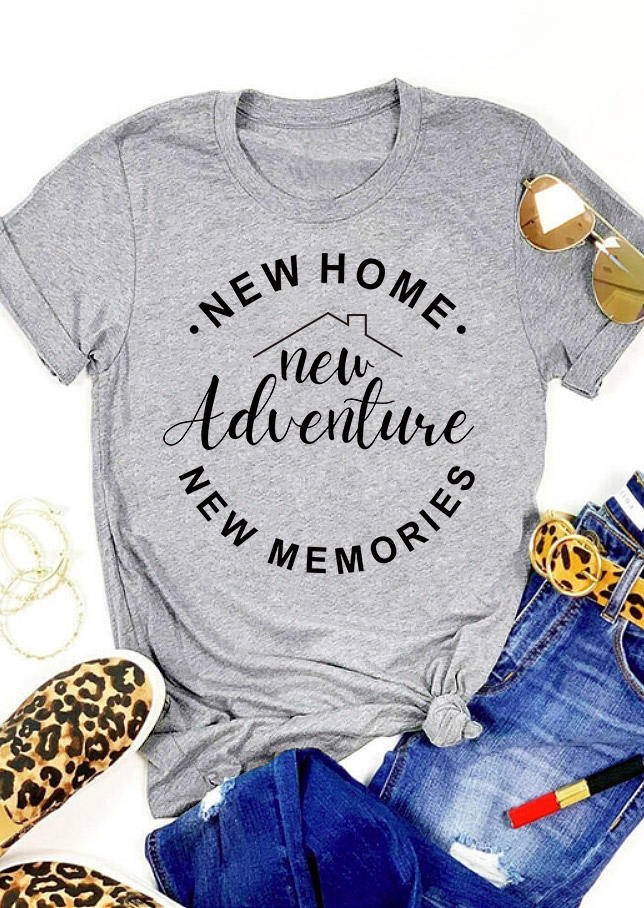 T-shirts Tees New Home New Adventure New Memories T-Shirt Tee in Gray. Size: ,L,XL
T-shirts Tees New Home New Adventure New Memories T-Shirt Tee in Gray. Size: ,L,XL