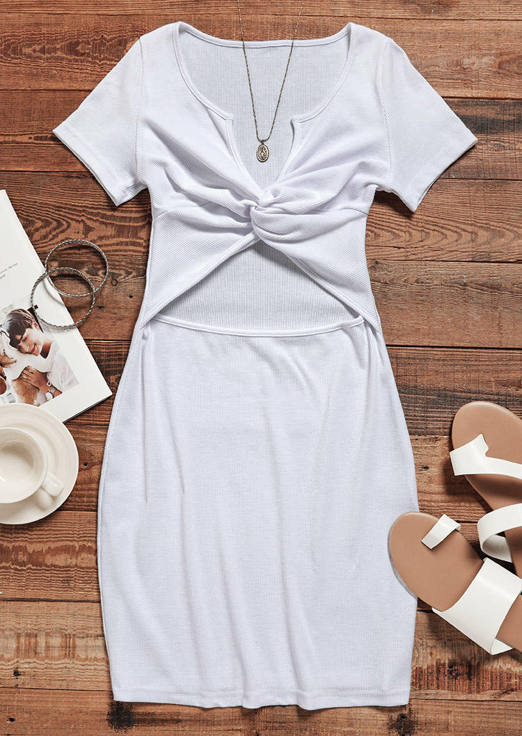 Bodycon Dresses Twist Hollow Out Short Sleeve Bodycon Dress in White. Size: ,M,L
Bodycon Dresses Twist Hollow Out Short Sleeve Bodycon Dress in White. Size: ,M,L