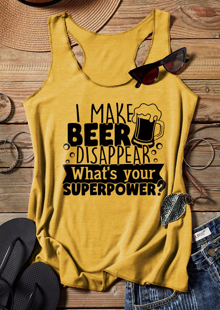 Tank Tops I Make Beer Disappear What' Your Superpower O-Neck Racerback Tank Top in Yellow. Size
Tank Tops I Make Beer Disappear What' Your Superpower O-Neck Racerback Tank Top in Yellow. Size