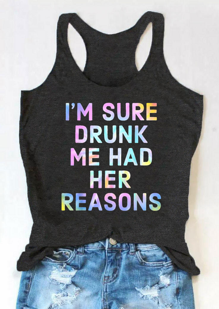 Tank Tops I'm Sure Drunk Me Had Her Reasons Racerback Tank Top in Dark Grey. Size
Tank Tops I'm Sure Drunk Me Had Her Reasons Racerback Tank Top in Dark Grey. Size