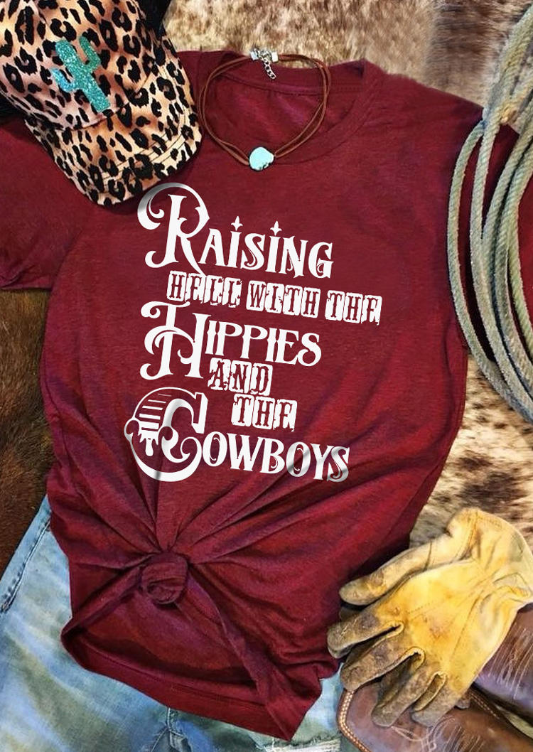 T-shirts Tees Raising Hell With The Hippies And The Cowboys T-Shirt Tee - Burgundy in Red. Size
T-shirts Tees Raising Hell With The Hippies And The Cowboys T-Shirt Tee - Burgundy in Red. Size