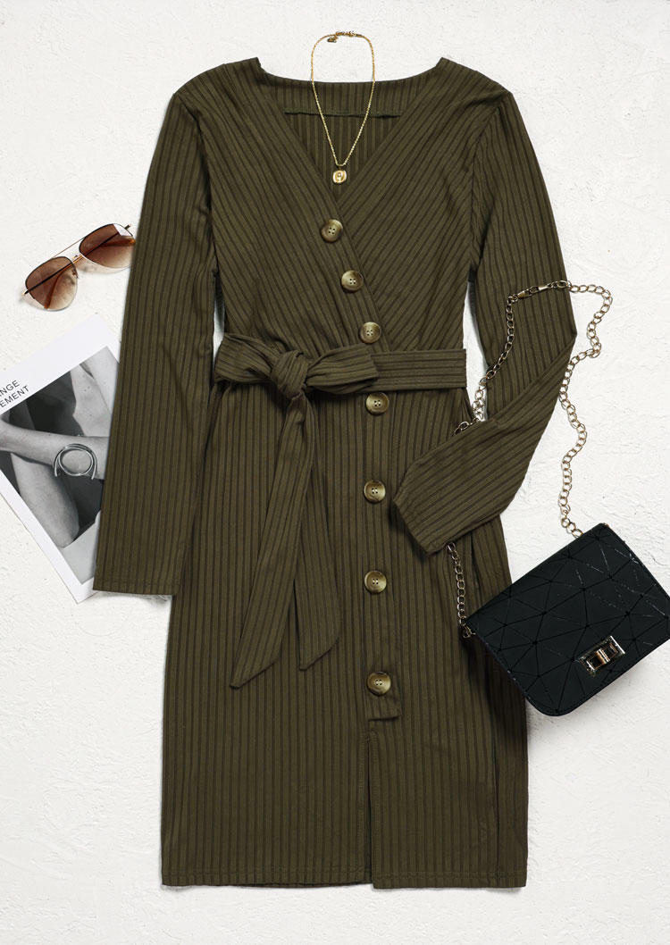 Mini Dresses Button Long Sleeve Slit Tie V-Neck Mini Dress - Army Green in Green. Size: L,M,,XL
Mini Dresses Button Long Sleeve Slit Tie V-Neck Mini Dress - Army Green in Green. Size: L,M,,XL