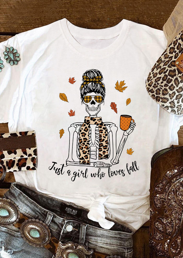 T-shirts Tees Halloween Just A Girl Who Loves Fall Leopard Plaid Skeleton T-Shirt Tee in White. Size: L,,XL
T-shirts Tees Halloween Just A Girl Who Loves Fall Leopard Plaid Skeleton T-Shirt Tee in White. Size: L,,XL