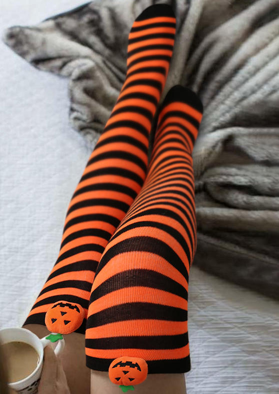 Knee-High Socks Halloween Pumpkin Face Striped Over Knee Long Socks in Orange. Size
Knee-High Socks Halloween Pumpkin Face Striped Over Knee Long Socks in Orange. Size