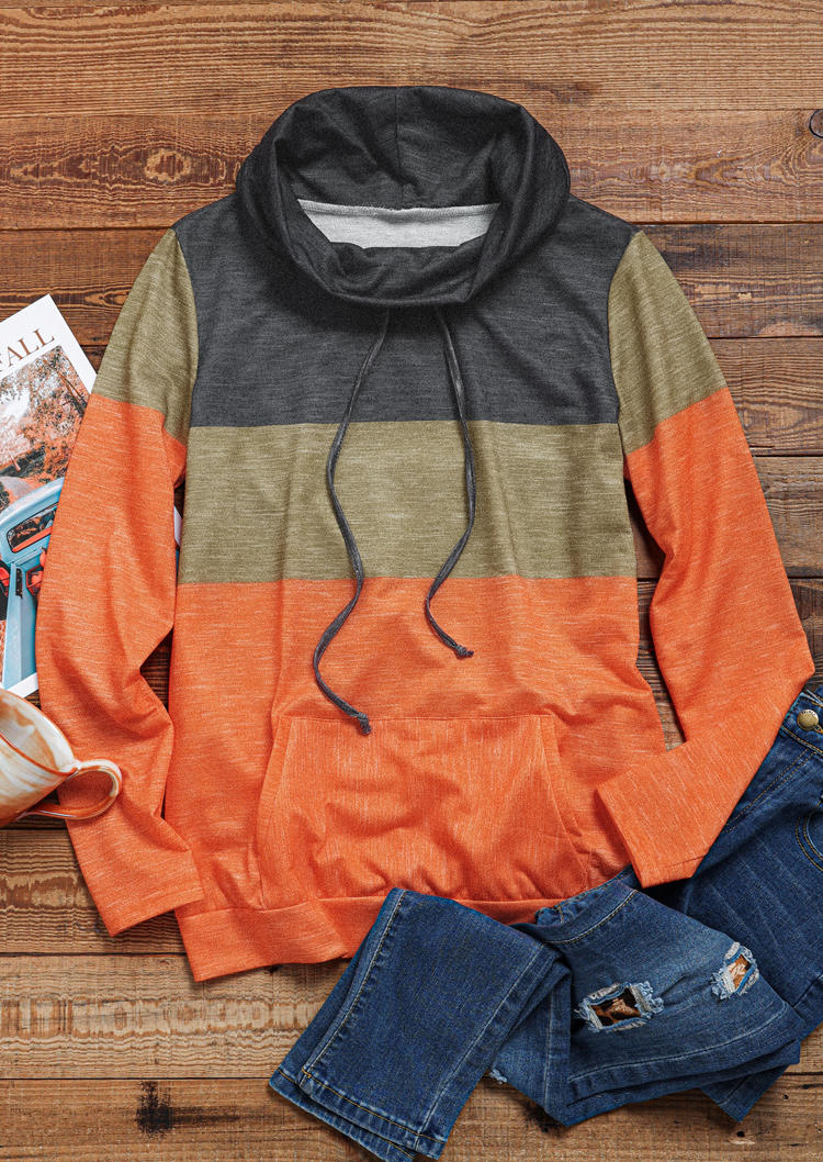 Sweatshirts Color Block Kangaroo Pocket Cowl Neck Sweatshirt in Multicolor. Size
Sweatshirts Color Block Kangaroo Pocket Cowl Neck Sweatshirt in Multicolor. Size