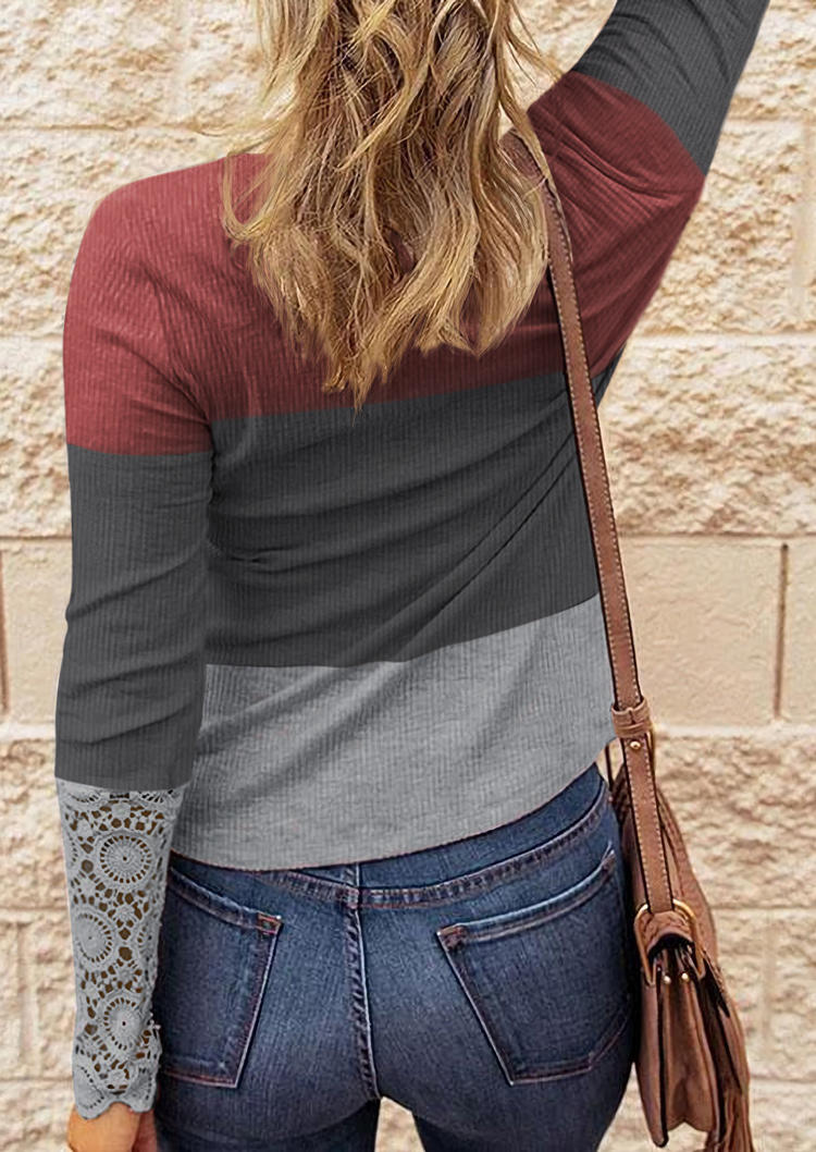 Blouses Color Block Lace Splicing Button Long Sleeve Blouse in Multicolor. Size
Blouses Color Block Lace Splicing Button Long Sleeve Blouse in Multicolor. Size